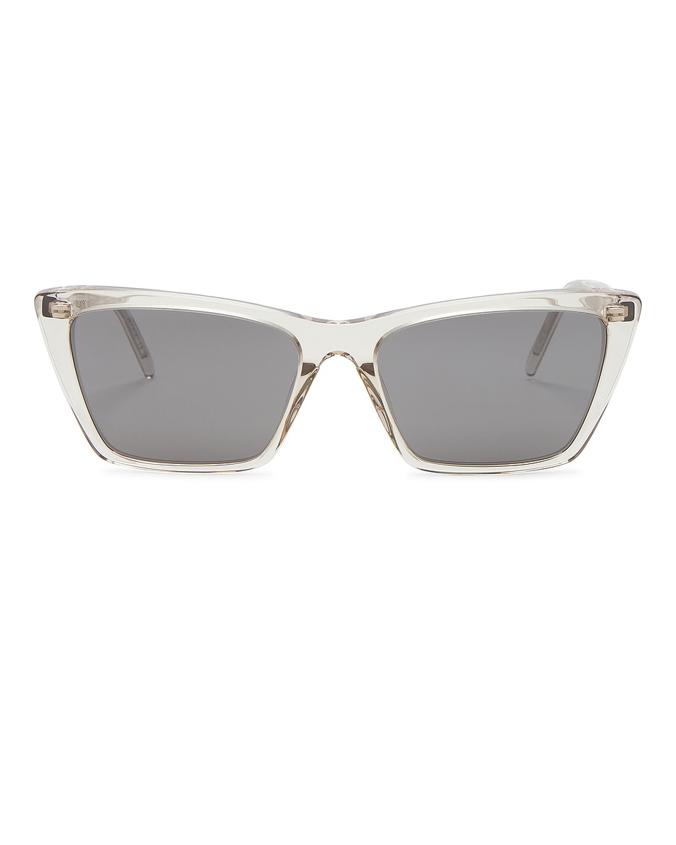 

Тонкие солнцезащитные очки из слюды Saint Laurent, цвет Beige & Silver
