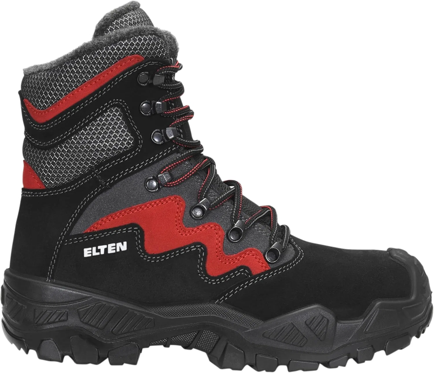 Защитная обувь ELTEN Mick Black-red High ESD S3S CI для мужчин и женщин, кожа/текстиль, стальной защитный носок, легкая, классическая модель — фото 2