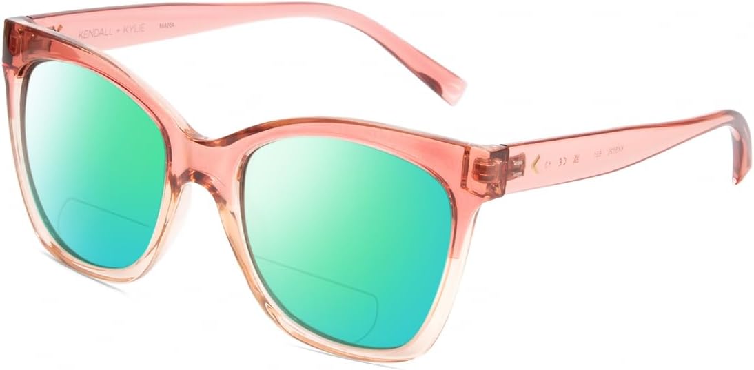 

Солнцезащитные очки Calabria K+K MARA Cat Eye с поляризованными линзами и бифокальной оправой, стильные и модные, для чтения, с защитой от УФ-излучения, Blush Pink Crystal/Green Mirror Lens