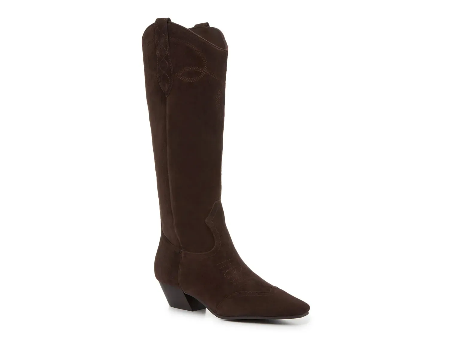 Сапоги женские Steve Madden Dollie Cowboy ковбойские на каблуке, темно-коричневый