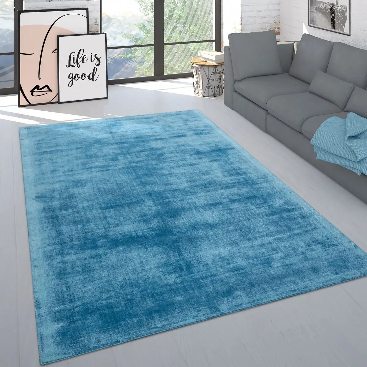 

Ковер Paco Home "Nagpur 260", прямоугольный, ручная работа, короткий ворс, 80% вискоза, с легким отливом, ручная работа 120х170 см, бирюзовый