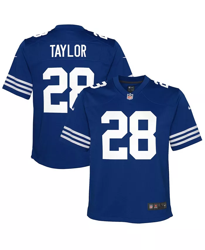 

Футболка игровая альтернативная Indianapolis Colts Indiana Nights для подростков Jonathan Taylor Nike, синий