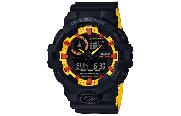 

CASIO Часы Men Liquid Crystal/Analog Dual Display Series Black Watch, Black/Yellow Dial