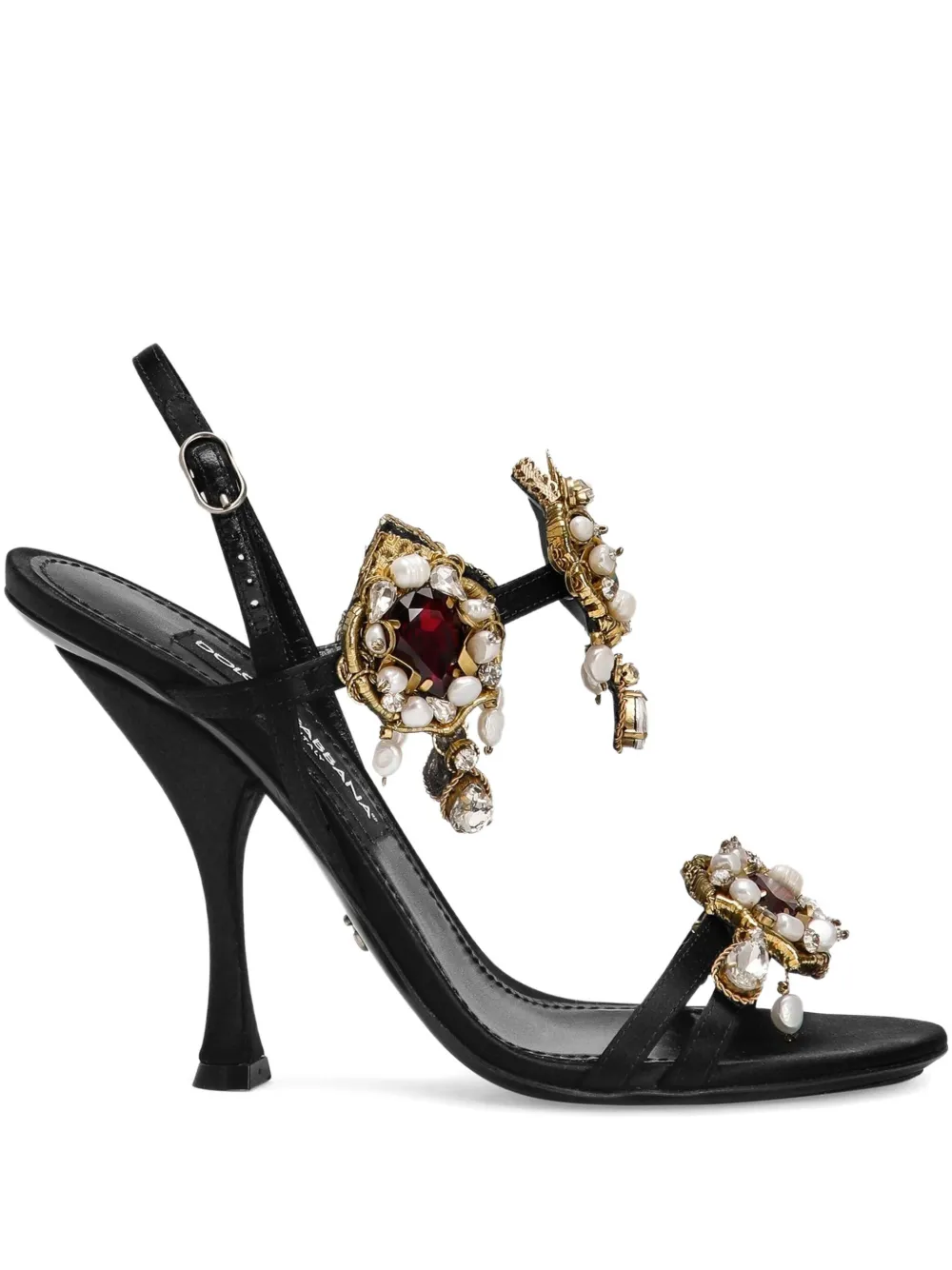 Декорированные босоножки на шпильке DOLCE & GABBANA, черный