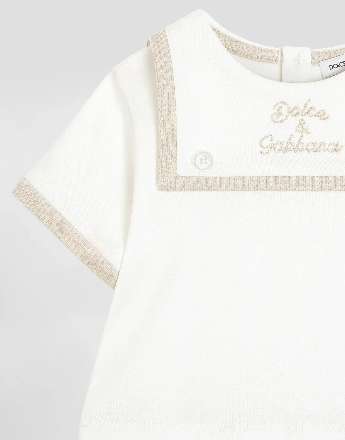 Ромпер из интерлока и пике с вышивкой DOLCE & GABBANA, бежевый — фото 3