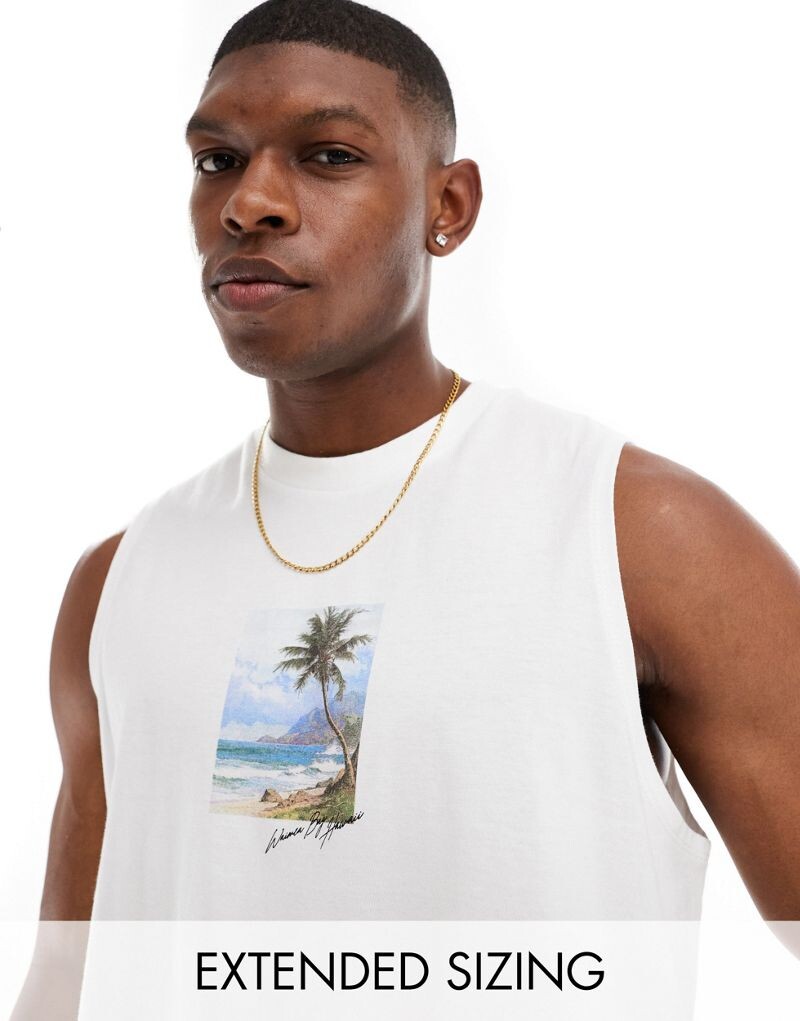 

Свободная белая майка с живописным принтом на груди ASOS DESIGN