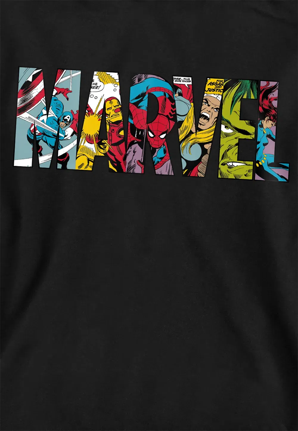 Детская толстовка Marvel Logo Characters, черная, черный — фото 2