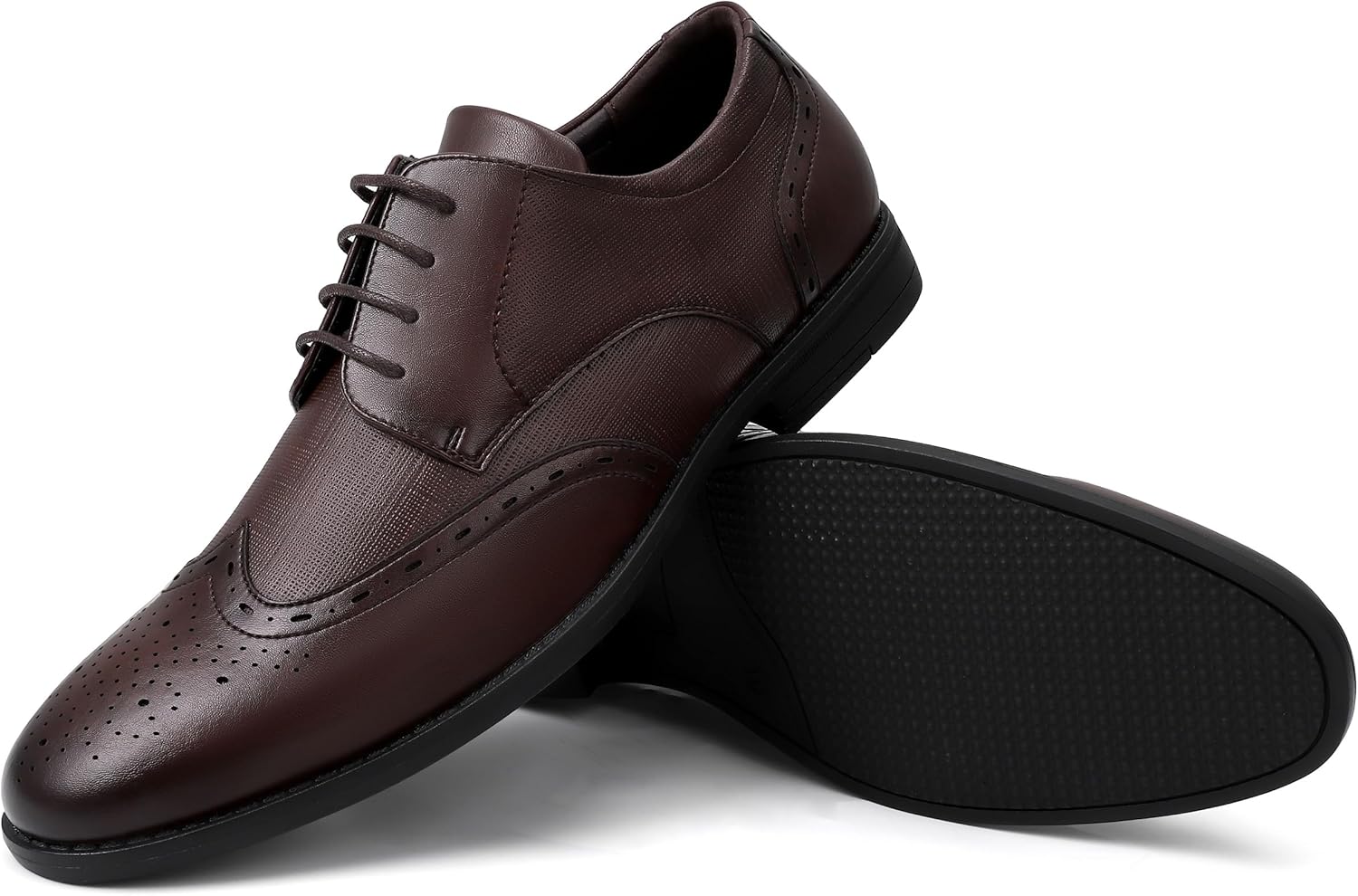 

Мужские классические туфли, мужские оксфорды, стильные кожаные туфли на шнуровке с декоративными перфорациями, деловые повседневные формальные дерби Eliteland, темно-коричневый