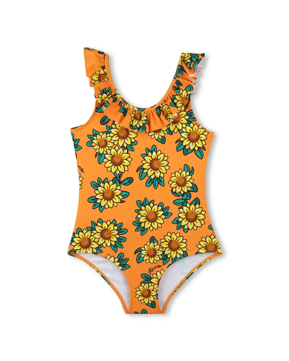 

Девичий купальник оранжевого цвета на бретелях Kenzo Kids, оранжевый