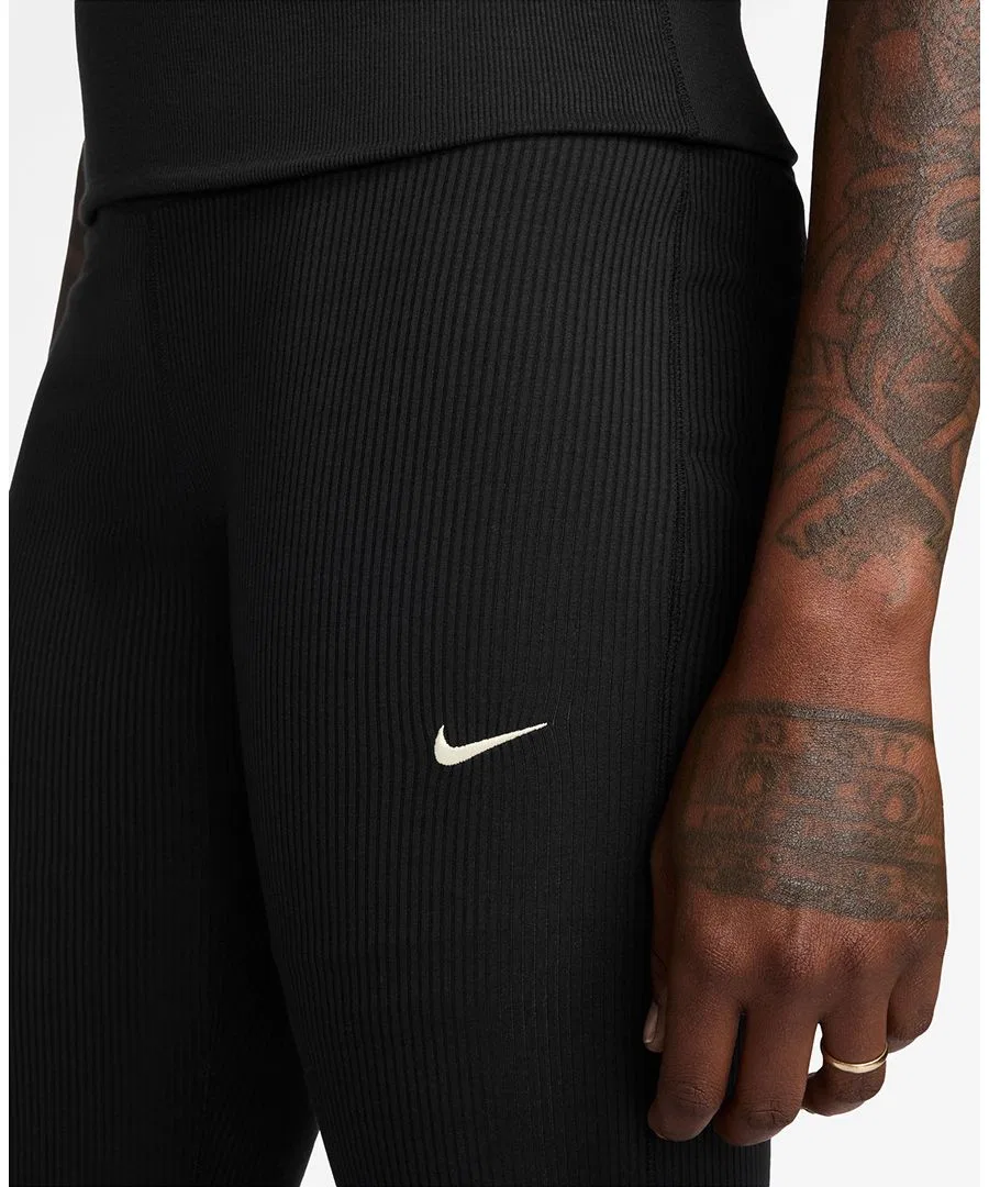 Женские спортивные брюки из трикотажа средней посадки в рубчик Nike, черный — фото 3