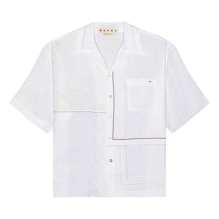 

Рубашка Marni Patchwork Linen Shirt Lily White, белый