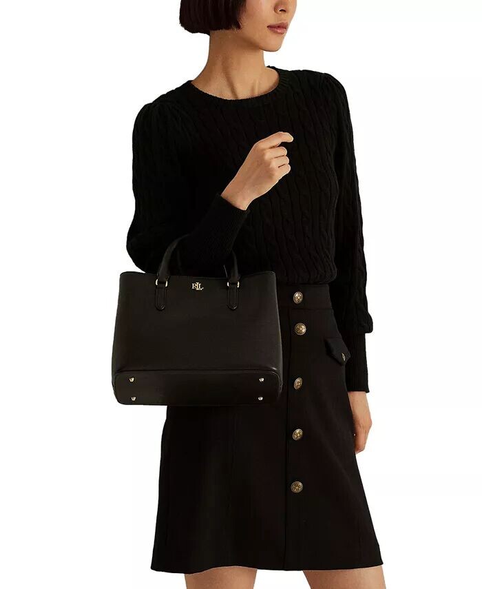 

Кожаная маленькая сумка Marcy Lauren Ralph Lauren, черный