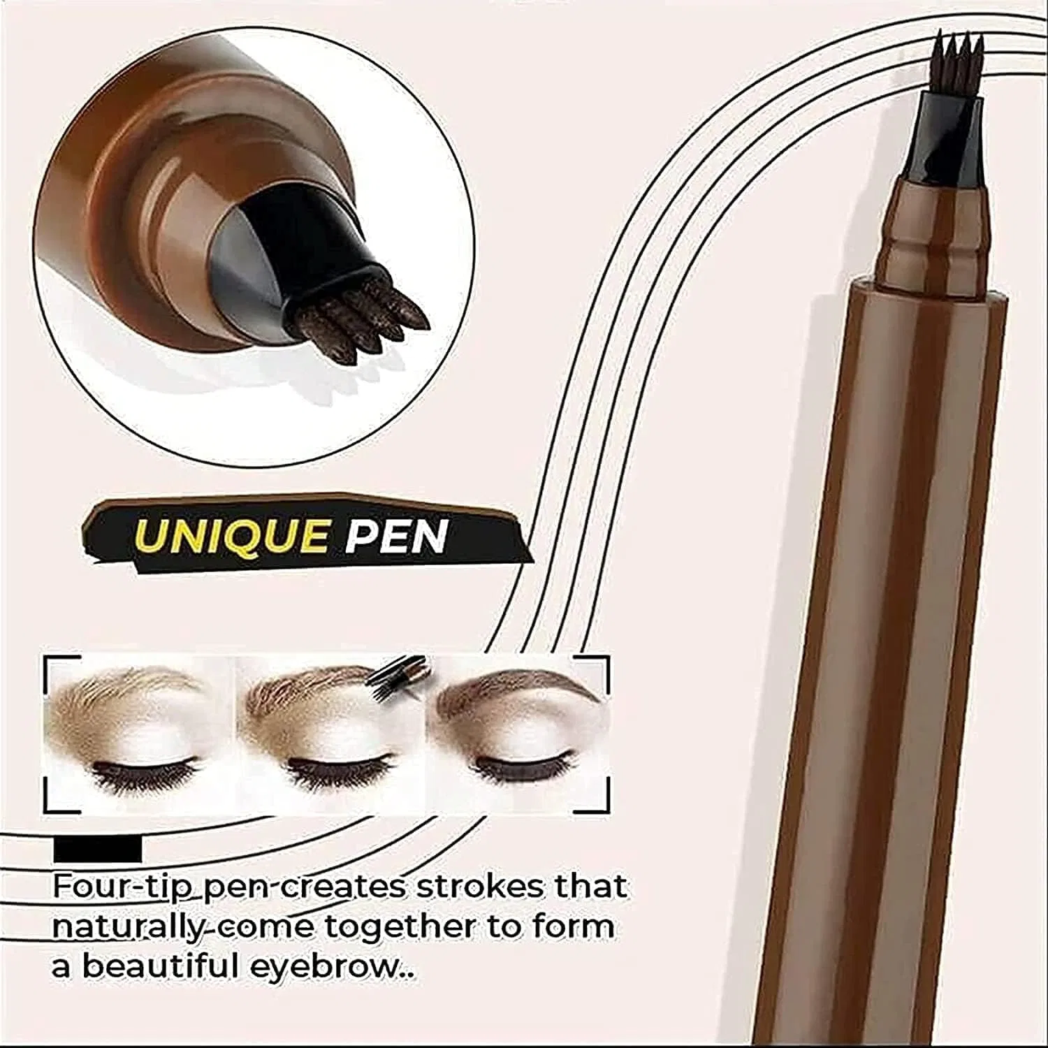 Водостойкий карандаш для бровей и бороды «Magic Eyebrow Enhancing Pen» от Nexavale Pelinuar, Black — фото 4