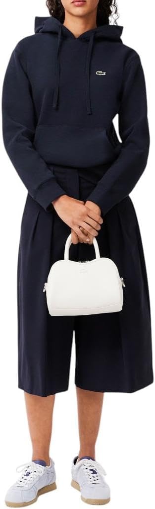 Толстовка Lacoste женская Relaxed Fit Double Face Pique с капюшоном, темно-синяя — фото 4