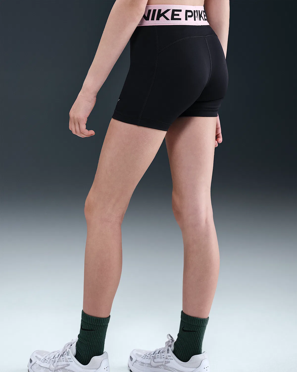 Шорты Nike Pro для девочек, Black/Medium Soft Pink/White — фото 3