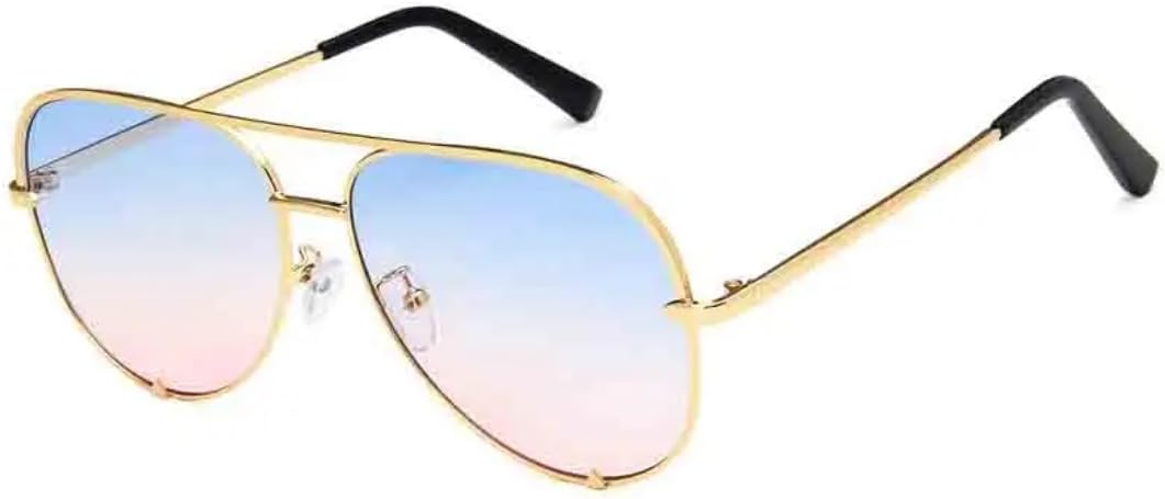 

Солнцезащитные очки с защитой UV400 | Круглая оправа, металлические петли | Для женщин и мужчин, для занятий спортом на открытом воздухе и вождения DSVIGF, Gold Blue Pink