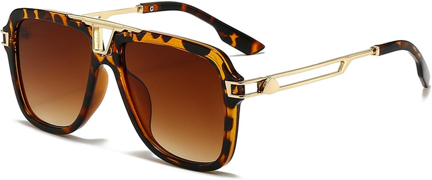 

Ретро квадратные солнцезащитные очки для женщин 2025 года, роскошная металлическая оправа, очки-пилот с защитой от УФ-излучения UV400, очки для активного отдыха, модные очки для женщин mincl, Brown