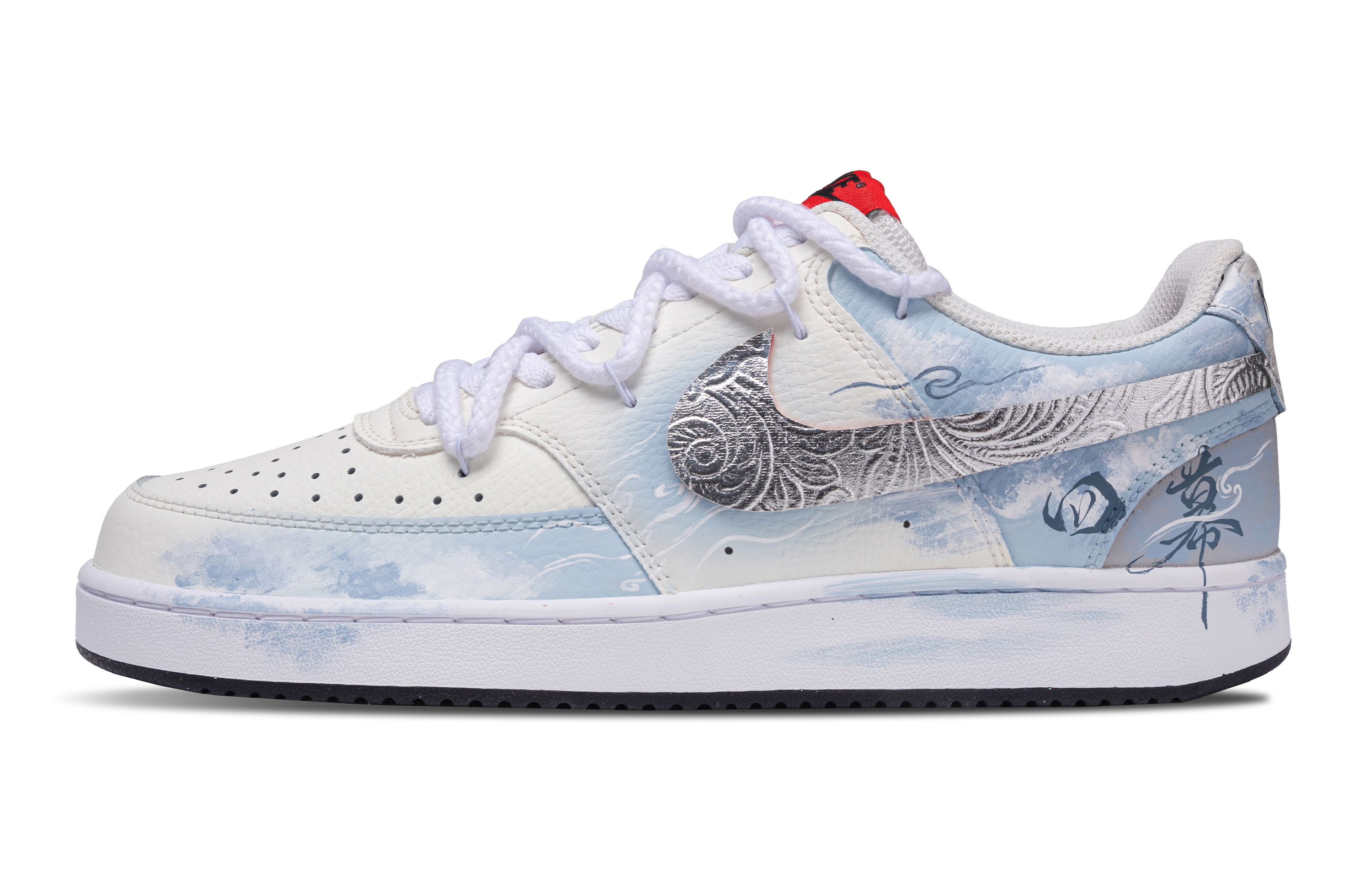 

Nike Кроссовки для скейтбординга Court Vision 1 Cloud Thorn, износостойкие, низкие, мужские, цвет белый, синий