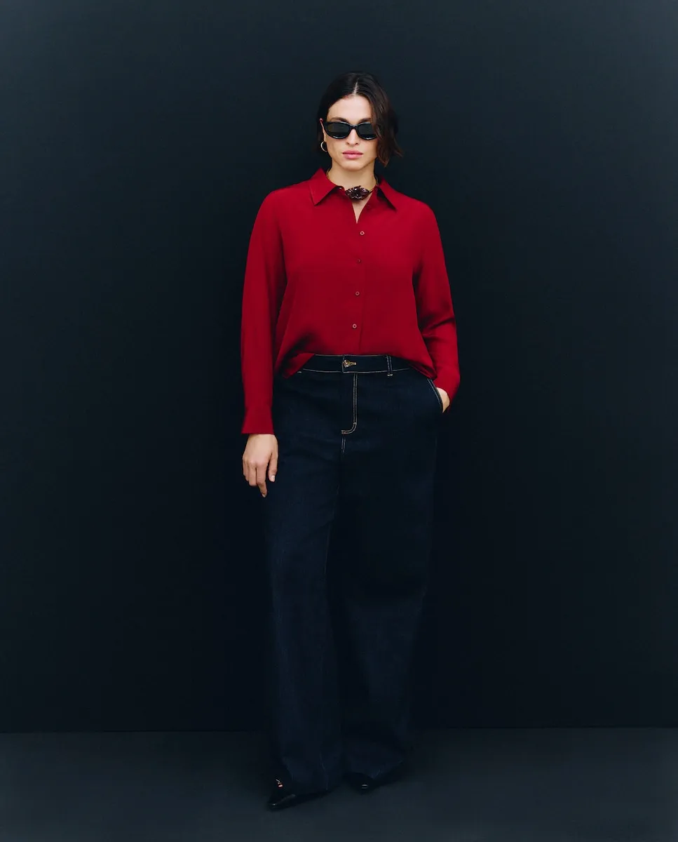 

Женская шелковая рубашка с длинным рукавом Couchel, бордовый