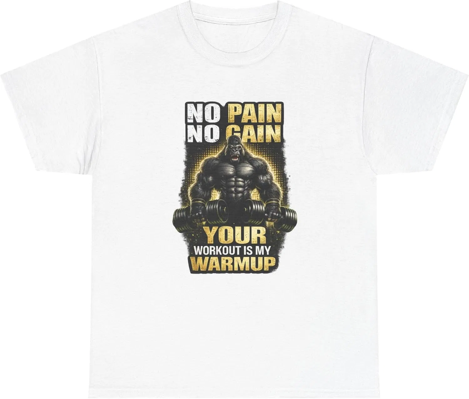 Футболка Your Workout is My Warmup No Pain No Gain для мотивации в спортзале GENERIC, белый