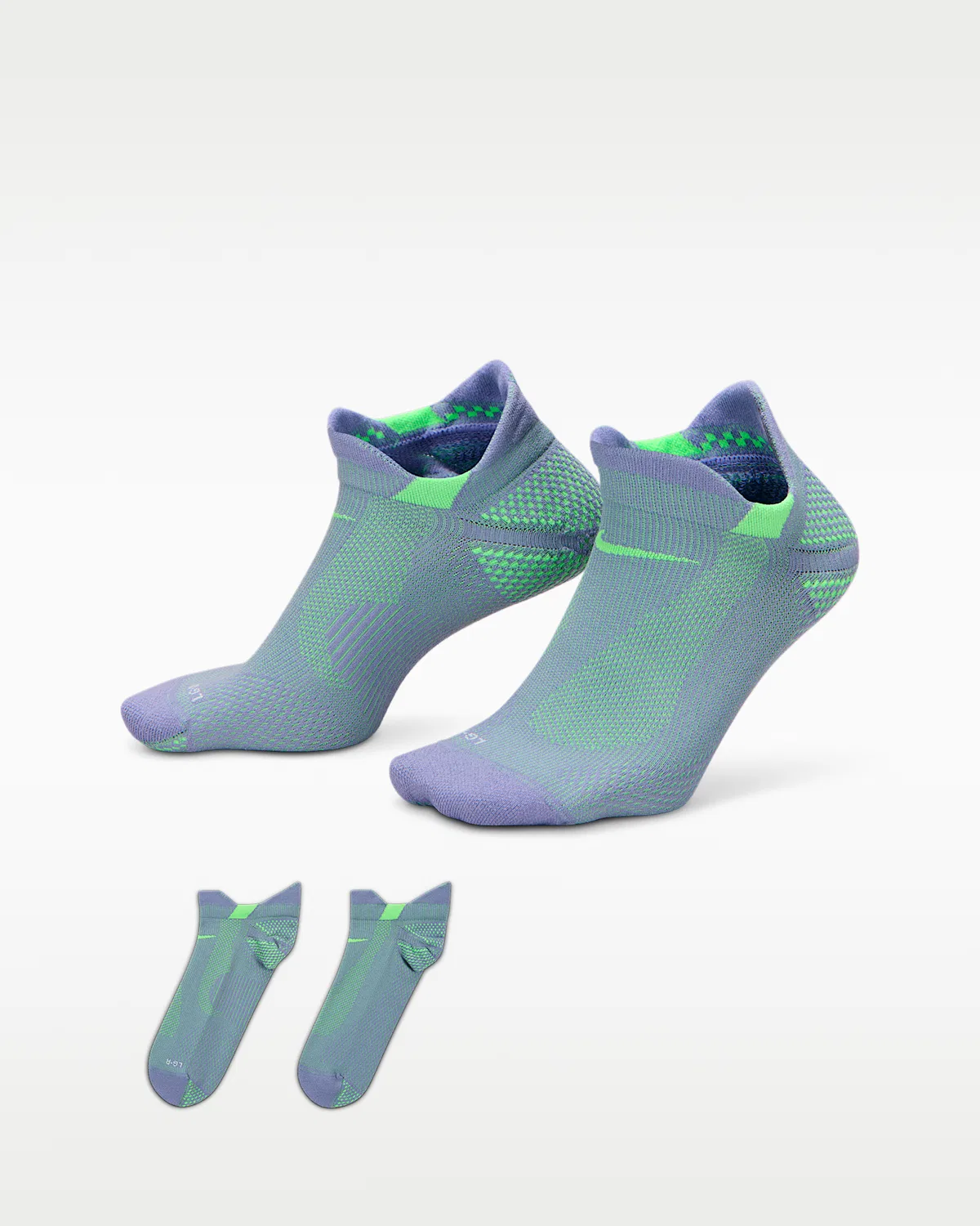 Носки-невидимки (1 пара) Nike Running Lightweight, Iron Purple/Voltage Green/Voltage Green