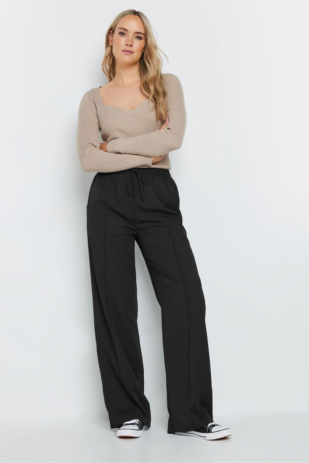 

Широкие брюки с завязкой на талии Long Tall Sally, черный