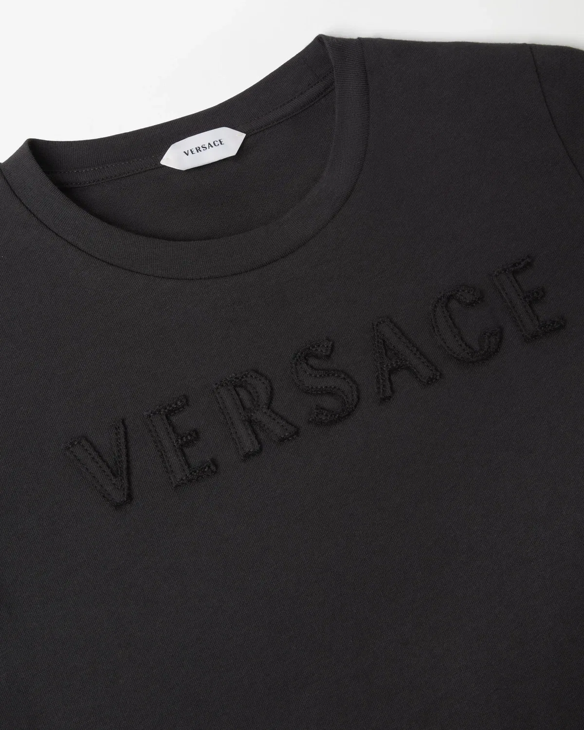 Детская футболка из хлопкового джерси с вышитым логотипом Versace, черный — фото 3