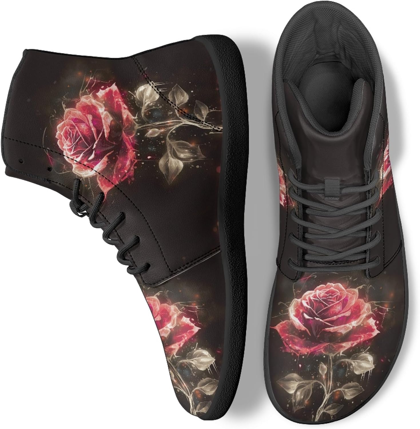 

Стильные высокие кроссовки из PU-кожи с принтом для мужчин и женщин, босоногого типа Arleeorkee, красный