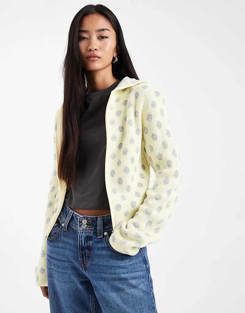 

COLLUSION толстовка с капюшоном в горошек, с застежкой-молнией, усаженная трикотажная