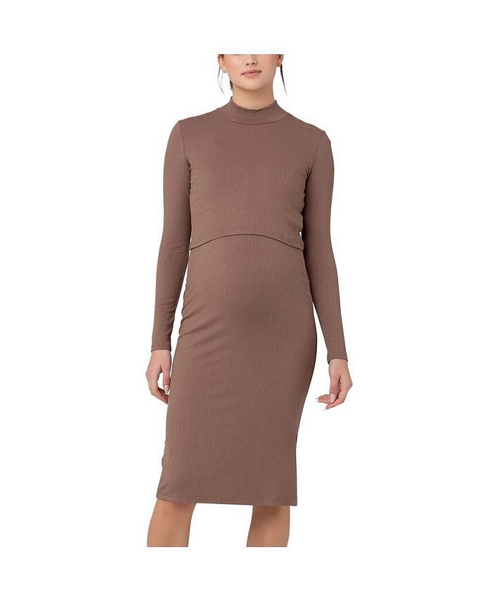 

Рубиновое платье для кормления в рубчик мокко Ripe Maternity, коричневый