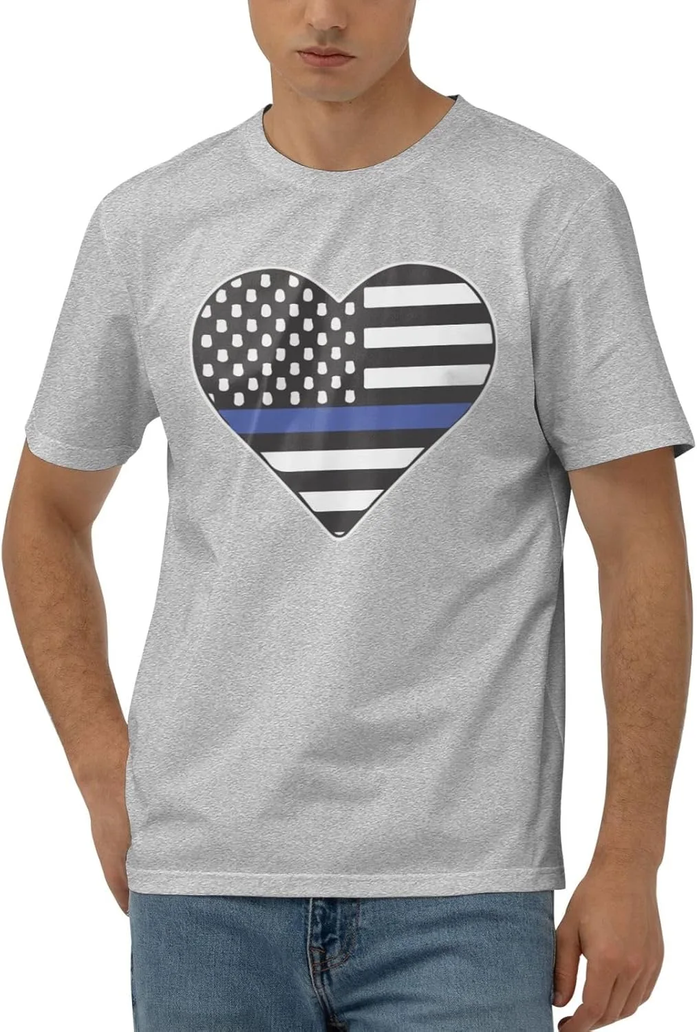 

Футболка Polices Hear мужская с коротким рукавом, Cotton, Quick-Drying, Black JYEXSEIZ