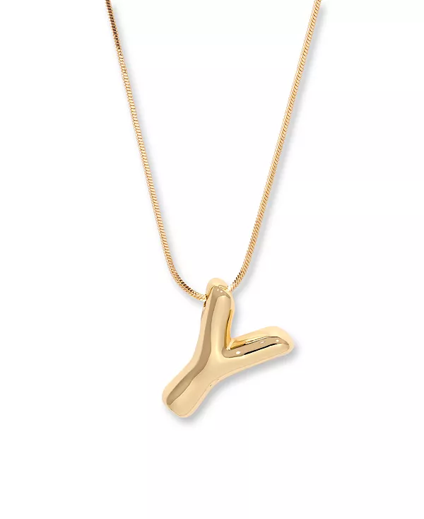 

Позолоченное короткое ожерелье с подвеской в виде бабл-инициала Пиппы Brook & York, gold-y