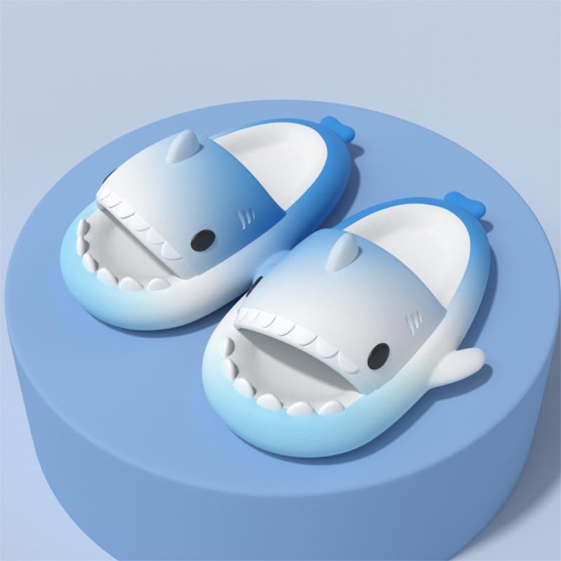 Сланцы allgala Shark с задником, противоскользящие, с открытым носком, для мальчиков и девочек, для дома и улицы, удобные, с мягкой толстой подошвой, милым мультяшным дизайном, пляжные и для бассейна, белый/синий/темно-синий — фото 3