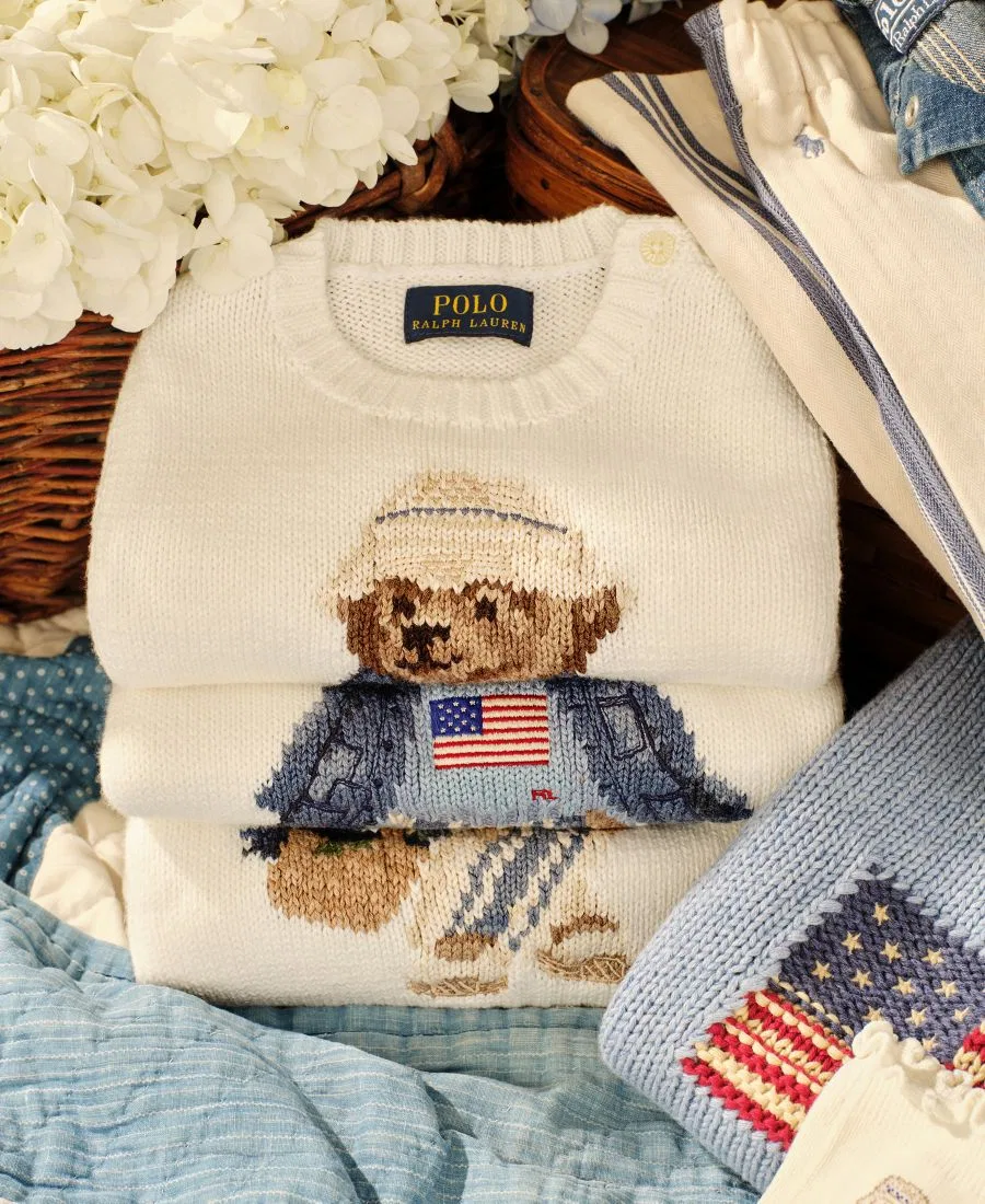 Детский свитер с круглым вырезом Polo Bear (размеры 2T-6X) Polo Ralph Lauren, белый — фото 3