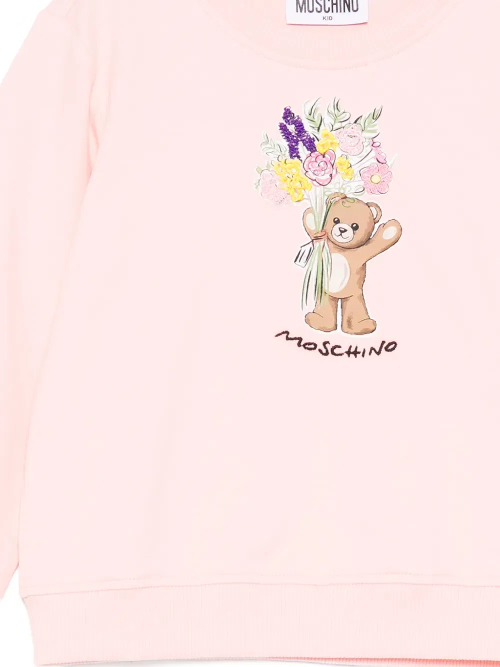 Толстовка с цветочным принтом "Тедди" Moschino Kids, розовый — фото 3