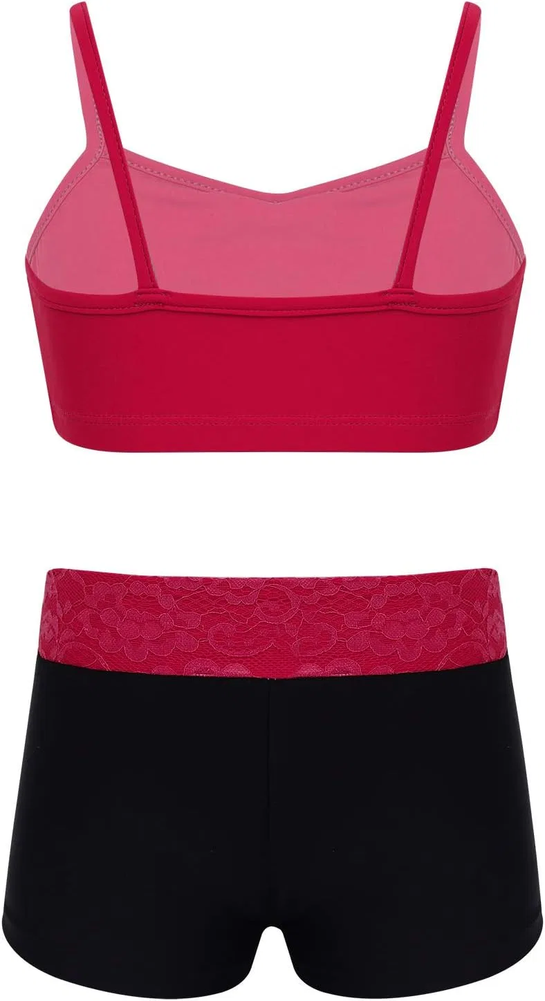 Детский спортивный комплект из топа и шорт Agoky, Burgundy 2pcs — фото 2