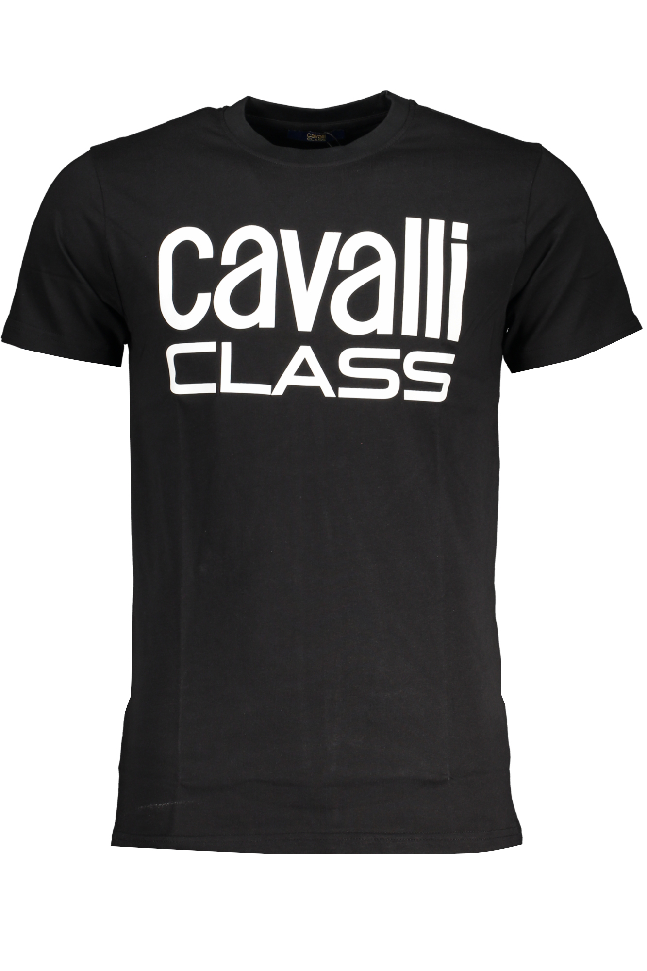 

Мужская футболка Cavalli Class хлопковая с белым принтом, черный