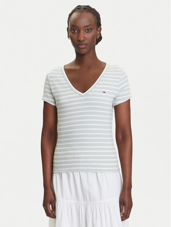 

Облегающая футболка Essential DW0DW17385 Tommy Jeans, зеленый