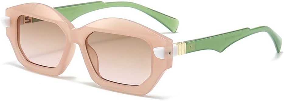 

Уникальные солнцезащитные очки неправильной формы для женщин, двухцветные, в стиле ретро для мужчин, модные, с заклепками, градиентные, с защитой от УФ-излучения UV400 TYUVIVO, Pink