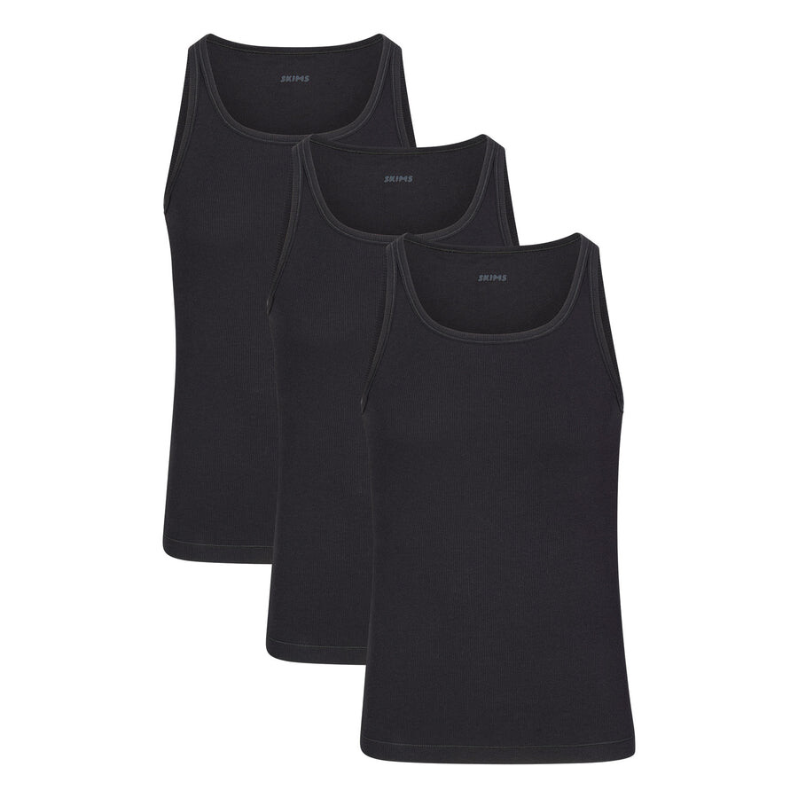 

Мужская майка на ребрах, 3 шт. SKIMS Skims Cotton, цвет Onyx
