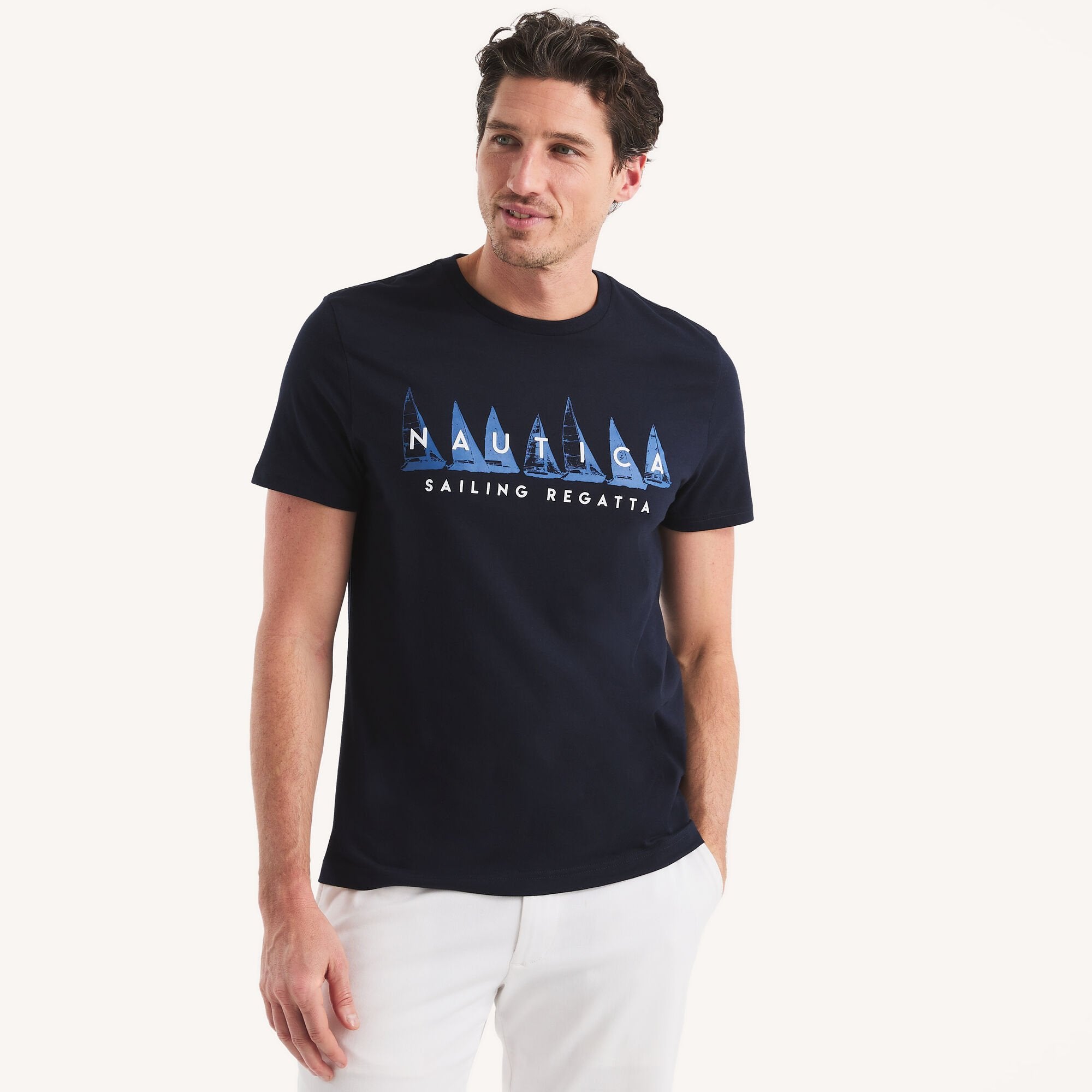 

Футболка Nautica Mens Sailing Regatta с графикой, темно-синий