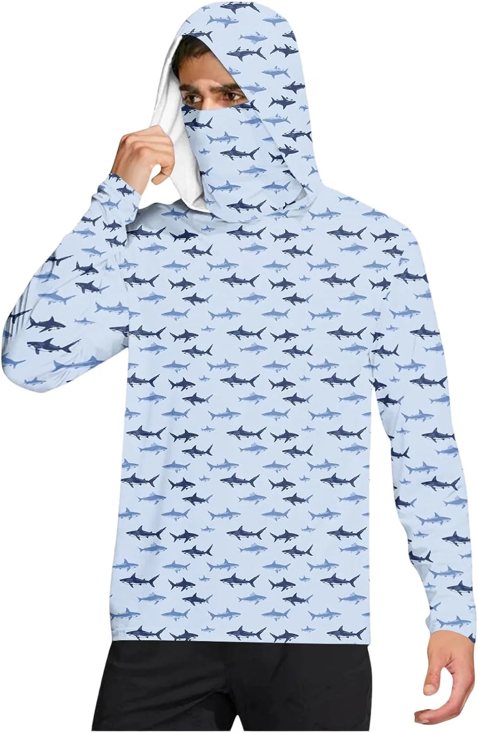 Мужская футболка с капюшоном и маской, UPF 50+, Generic, 02-dark Blue