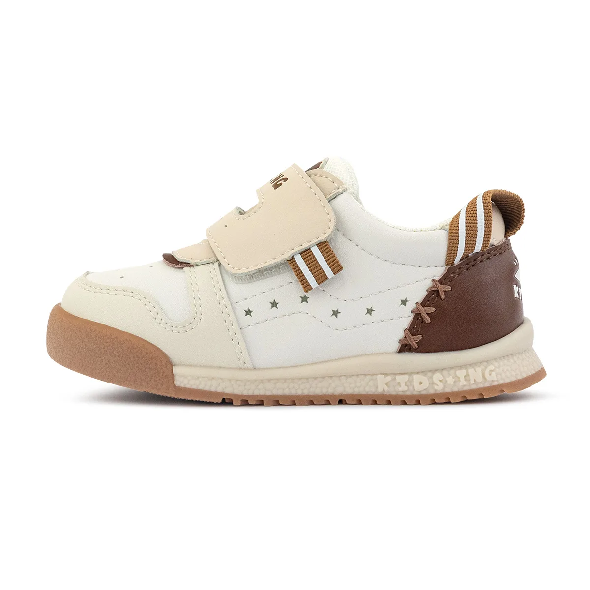 Детские скейтерские кроссовки для дошкольников KIDSING, Brown small white (leather surface)
