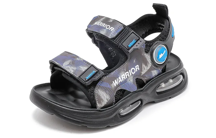Детские сандалии из искусственной кожи, антиударные, дышащие, легкие WARRIOR, Camouflage Blue/Black/Green — фото 4