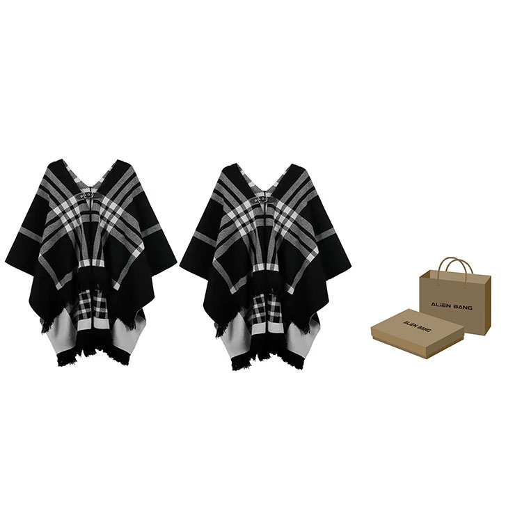 

ALIEN BANG Женская шаль, 2 Pack (Black White Double-Sided+Black White Double-Sided) Box