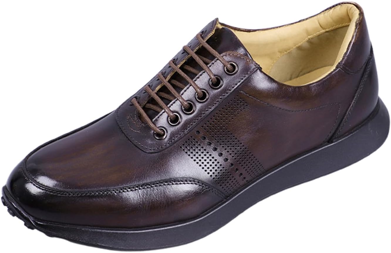 

Мужские повседневные кроссовки Santimon из премиальной кожи с шнуровкой, дышащие прогулочные туфли для мужчин, удобные, с противоскользящей подошвой, легкие, для офиса, путешествий и повседневной носки, Coffee