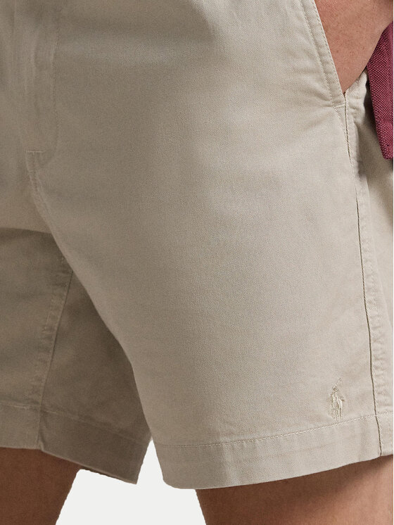 Шорты классического кроя из ткани 710644995002 Polo Ralph Lauren, бежевый — фото 4