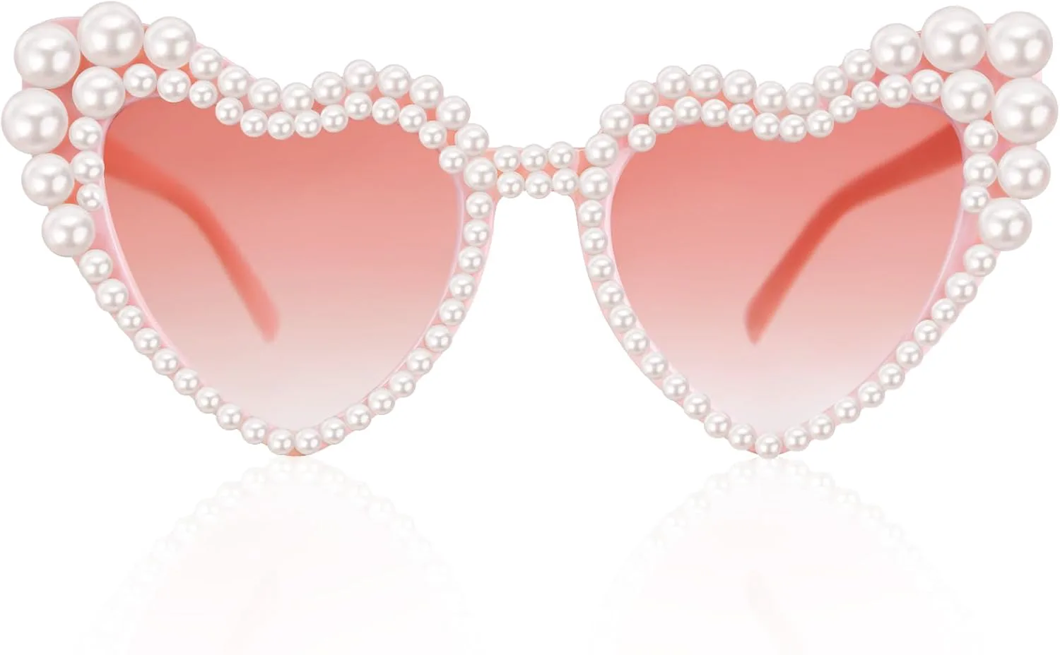 

Женские солнцезащитные очки с жемчугом, винтажные очки с жемчугом в форме сердца для женщин и взрослых, для вечеринок и торжественных мероприятий Goenb, Pink