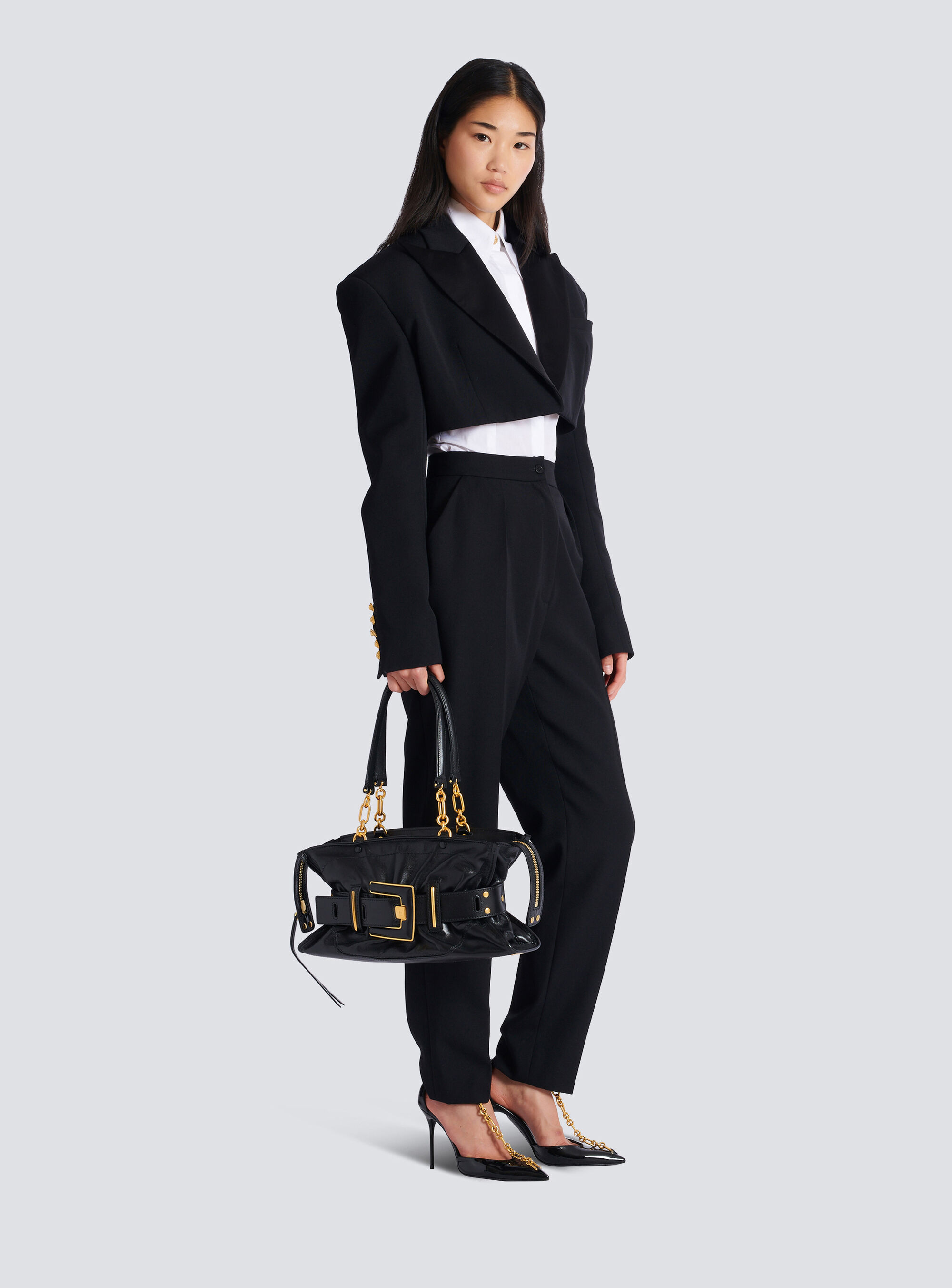 Сумка Anthem из телячьей кожи Balmain, коричневые/черные — фото 2