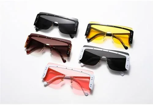 

Женские солнцезащитные очки без оправы с металлическими заклепками, мужские очки без оправы, женские очки с защитой от УФ-излучения UV400 MTZJH, Brown-brown